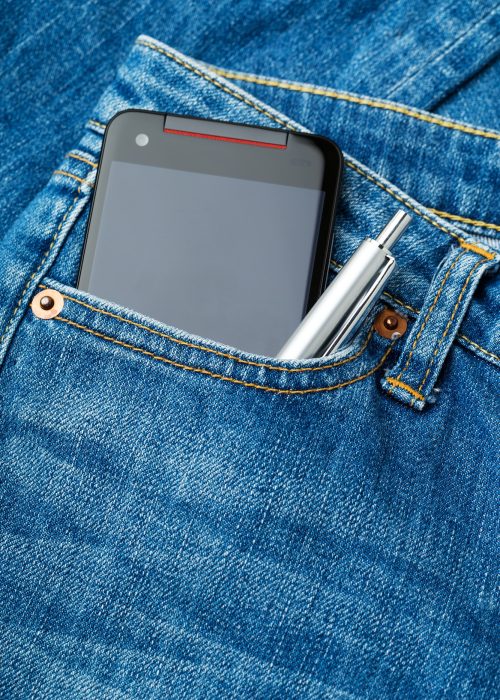 Jeans pocket with phone and pen